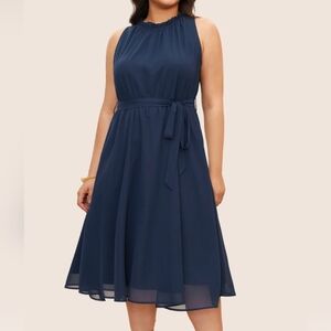 BloomChic Navy Dress with Belt and Pockets